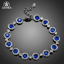 AZORA крошечный прозрачный кристалл вокруг 13 шт. синий браслет с камнями циркона TS0045