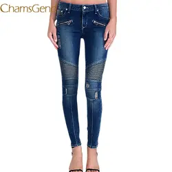 2018 новый тонкий синий карандаш брюки узкие джинсы женские applicazione середины талии твил эластичные джинсы Большие размеры 3XL брюки #0612