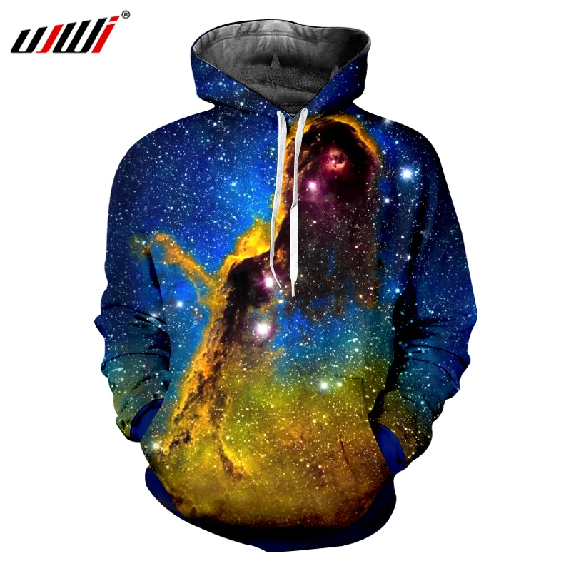 

UJWI Space Galaxy 3d Sweatshirts Men Hoodies With Hat Print Stars Nebula Autumn Winter Loose Hooded Pullovers Tops Unisex Sweats