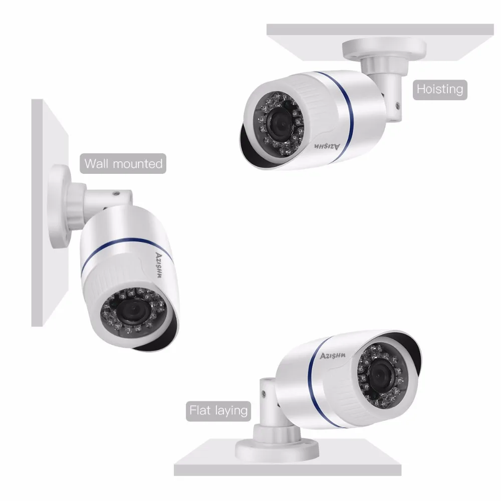 AZISHN безопасности POE IP камера 1080P 2.0MP CCTV видеонаблюдения ИК ночного видения