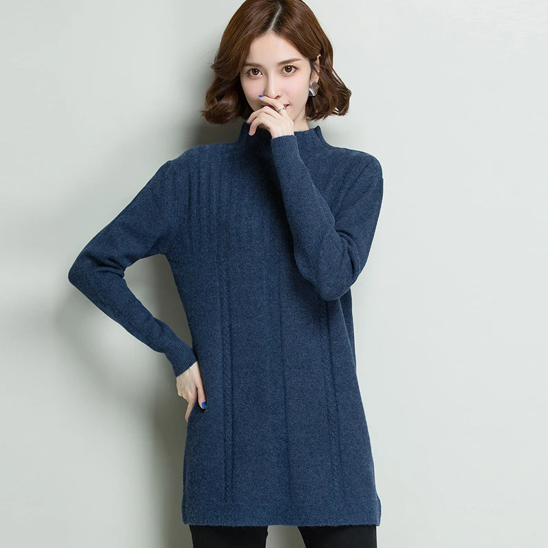 ^*Best Offers XL Brand Sweater Women's Long Knit Sweater Fall Winter New Solid Color Thickened Sweater Casual Loose Wild Bottoming Pullovers