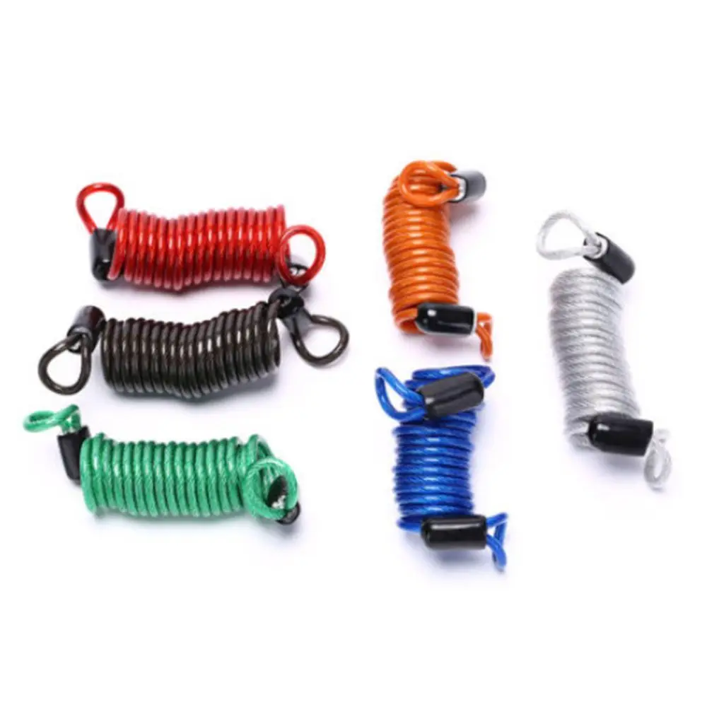 

SEKINNEW1 PC 1M Bike Spring Cable Lock Anti-Theft Rope Alarm Disc Lock Bicycle Security Reminder Motorcycle Theft Protection