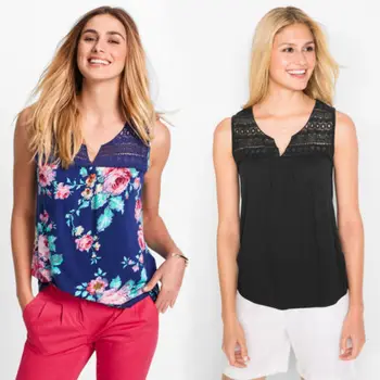 

Womens Ladies Sleeveless Tops Summer Beach Floral Blouse Loose Shirt Tops