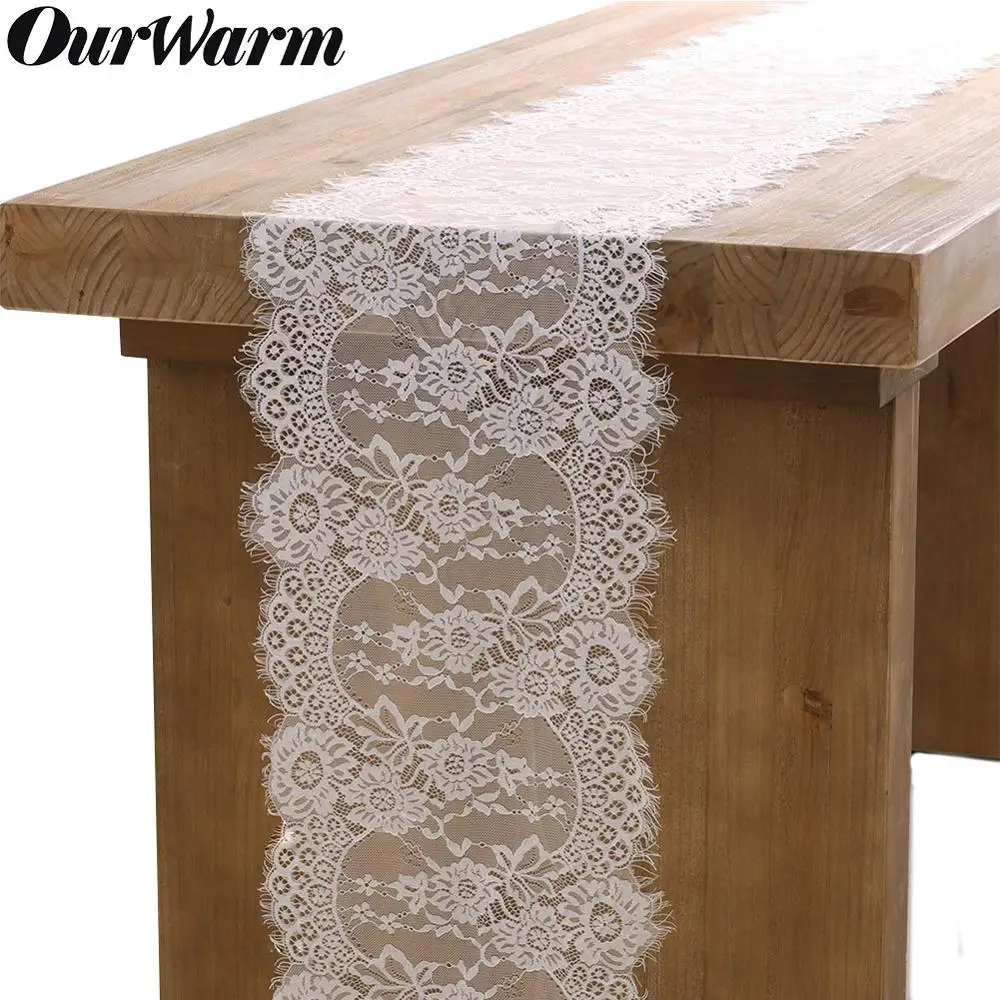 

OurWarm Overseas Warehouse 10Pcs Wedding Floral Lace Table Runner Boho Wedding Decor Nordic Romance Table Cover Home Textile