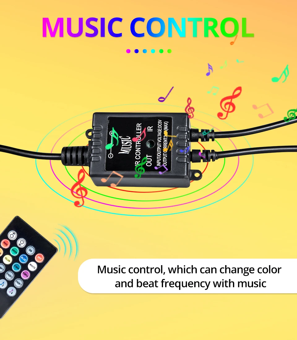 USB LED Light String with Music Controller IR Remote 0.5M 1M 2M 3M Party Holiday Decorative LED Lights DC 5V IP20IP65 LED Strip (11)