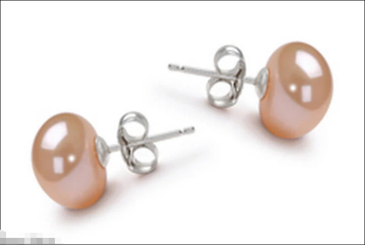 

hot sell new - Free shipping Elegant Women's 6-7mm Fashion pink Pearl Sterling Silver Stud Earrings