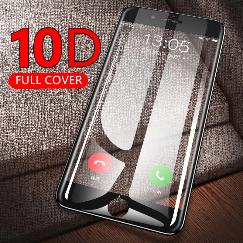 

10D Full Cover Protective Glass on the For iPhone X XR XS Max Tempered Glass the For iPhone 6 6s 7 8 Plus Screen Protector Film