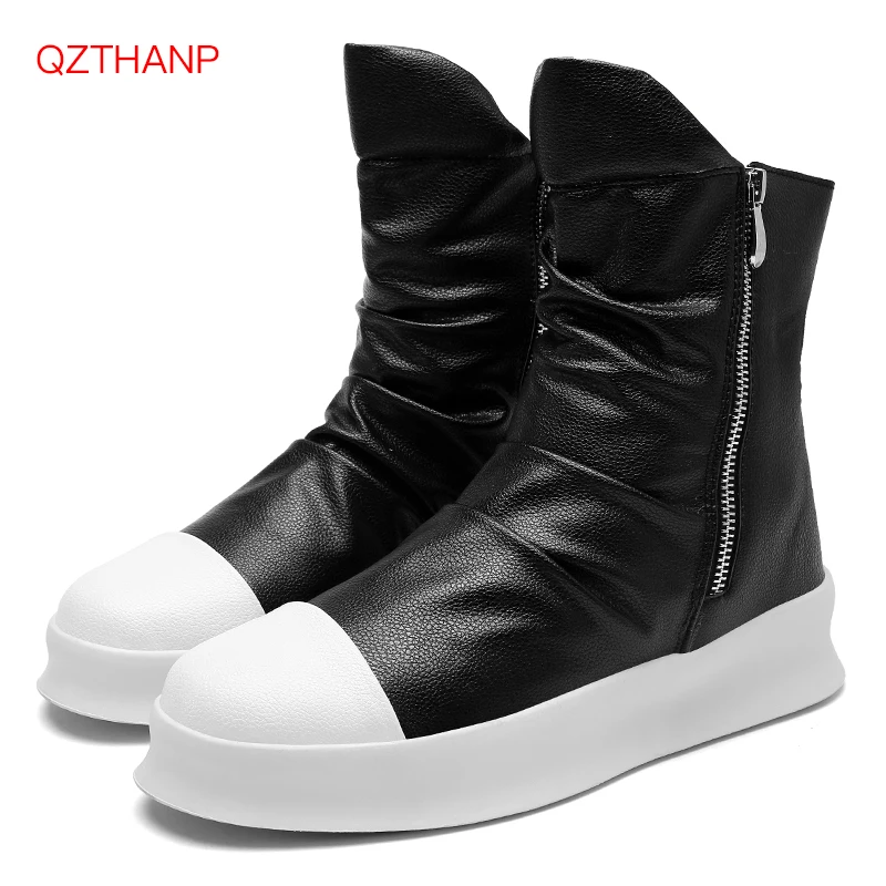 2018 Men Motorcycle Boots Men's Shoes Rock PU Leather Outdoor Casual Waterproof Boots Men Shoes Male Adult Flats Erkek Ayakkabi 2018 Men Motorcycle Boots Men's Shoes Rock PU Leather Outdoor Casual Waterproof Boots Men Shoes Male Adult Flats Erkek Ayakkabi