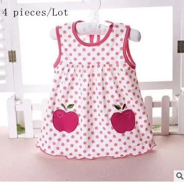 

Free Shipping 4pcs/lot Baby girl Dresses Girls Infant Cotton Sleeveless Dress Summer baby dress