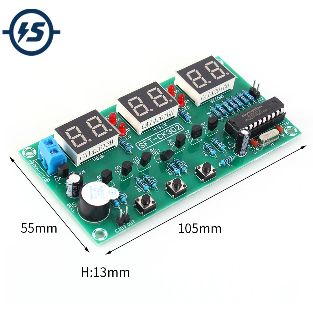 

6 Bit DC 6V-12V LED Electronic Clock Module Alarm Clock Countdown Stopwatch Multi-function Digital Electronic Clock Board