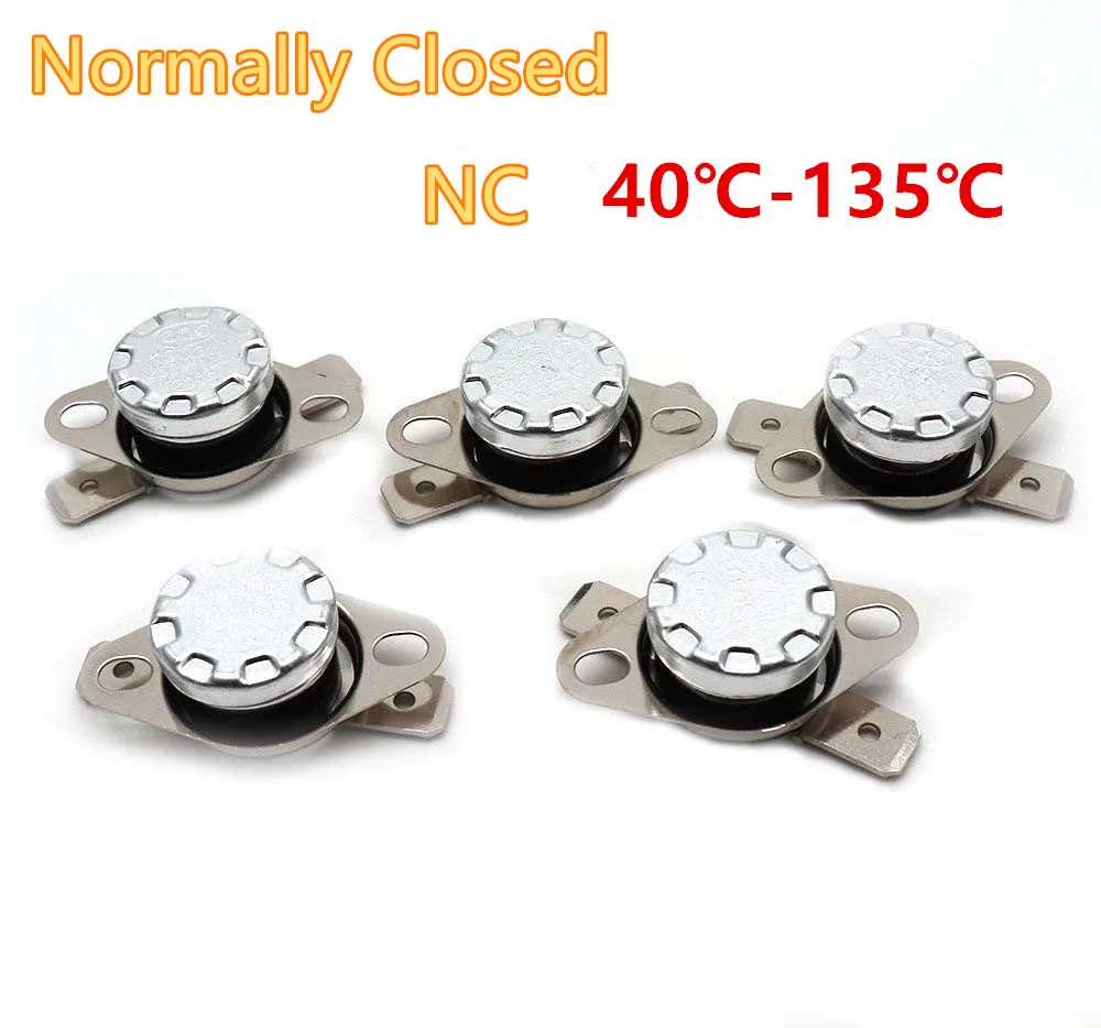 uxcell KSD301 Thermostat 135°C 10A Normally Closed N.C Adjust Snap Disc Limit Control Switch Microwave Thermostat Thermal Switch 5pcs