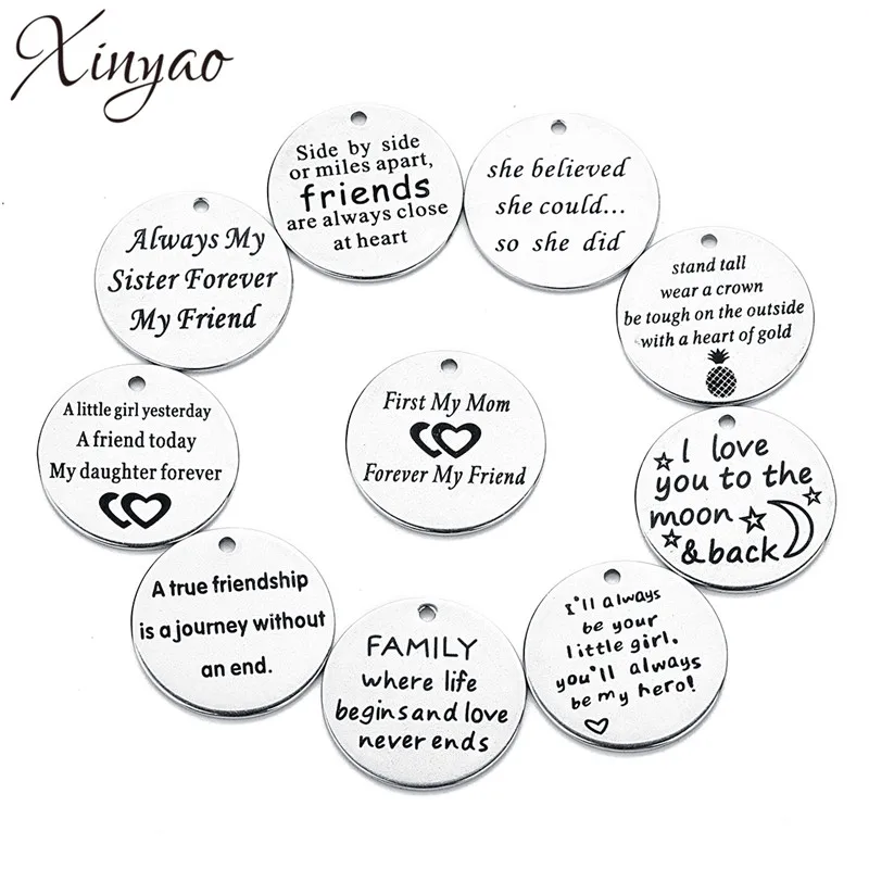 XINYAO 2018 5pc/lot Stainless Steel Dog Tags Silver Tone Pendants Stamping Tag Round Word Charm for DIY Necklace Making Findings | Украшения