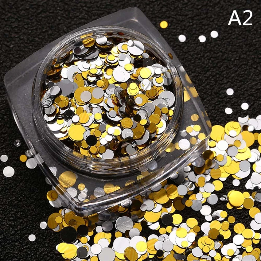 Nail foil 1.5g Hot Fashion Mixed Mini Round Thin Nail Art Glitter Paillette Nail Tip Bottle Gel adesivi unghie 0108 X0424 1 10