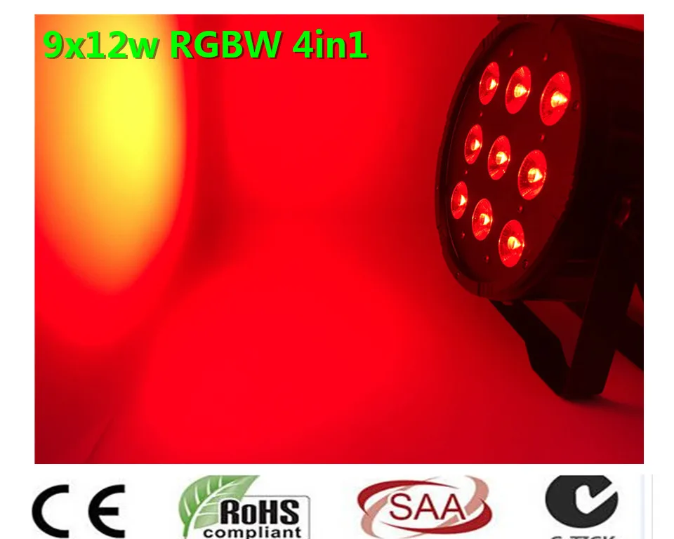 CREE 9x12 Вт 4в1 LED плоский SlimPar Quad Luz DJ de la Colada Etapa Uplighting Sin Ruido|dj luz|led djled flat slimpar |