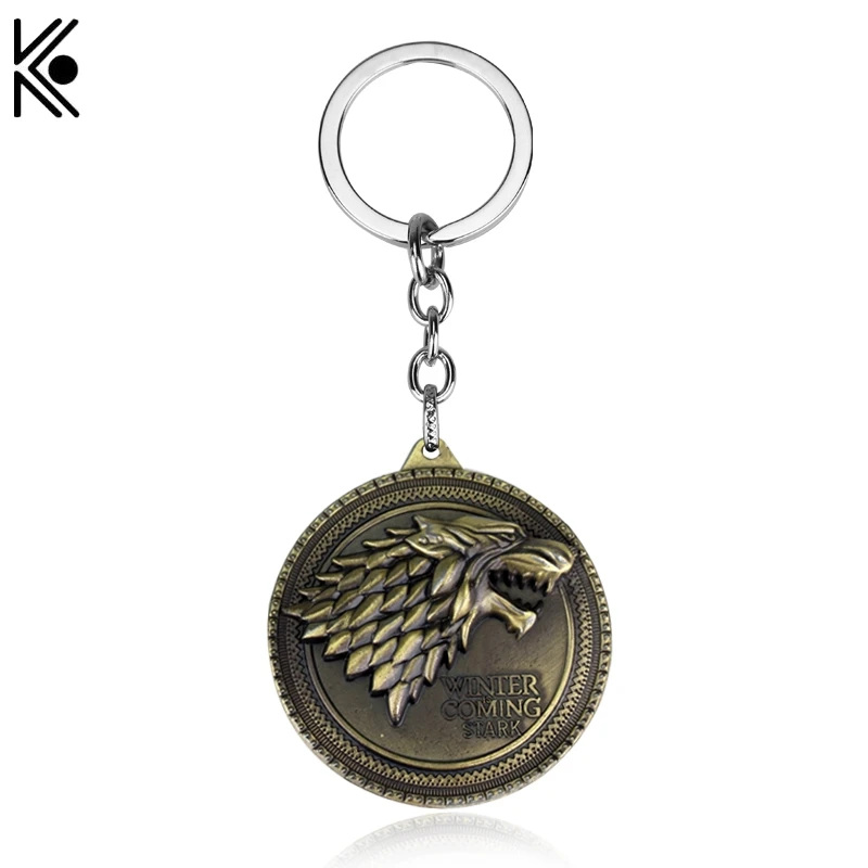 

Game of Thrones Shield Keychain Wolf Head Logo House Stark High Quality Maxi Keychain Men Car Accessories Wolf Head Keyrings