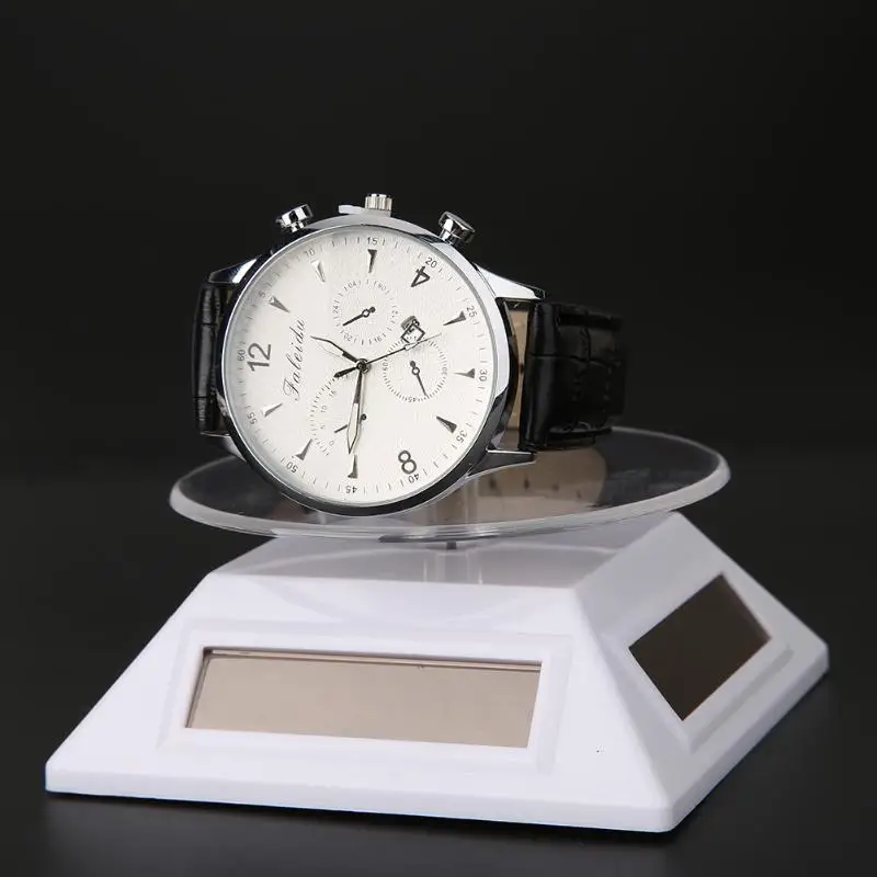 

JOCESTYLE Solar Automatic 360 Rotating Turntable Jewelry Watch Ring Display Stand Rack Holder Watch Showcase 2018 HOT SALE