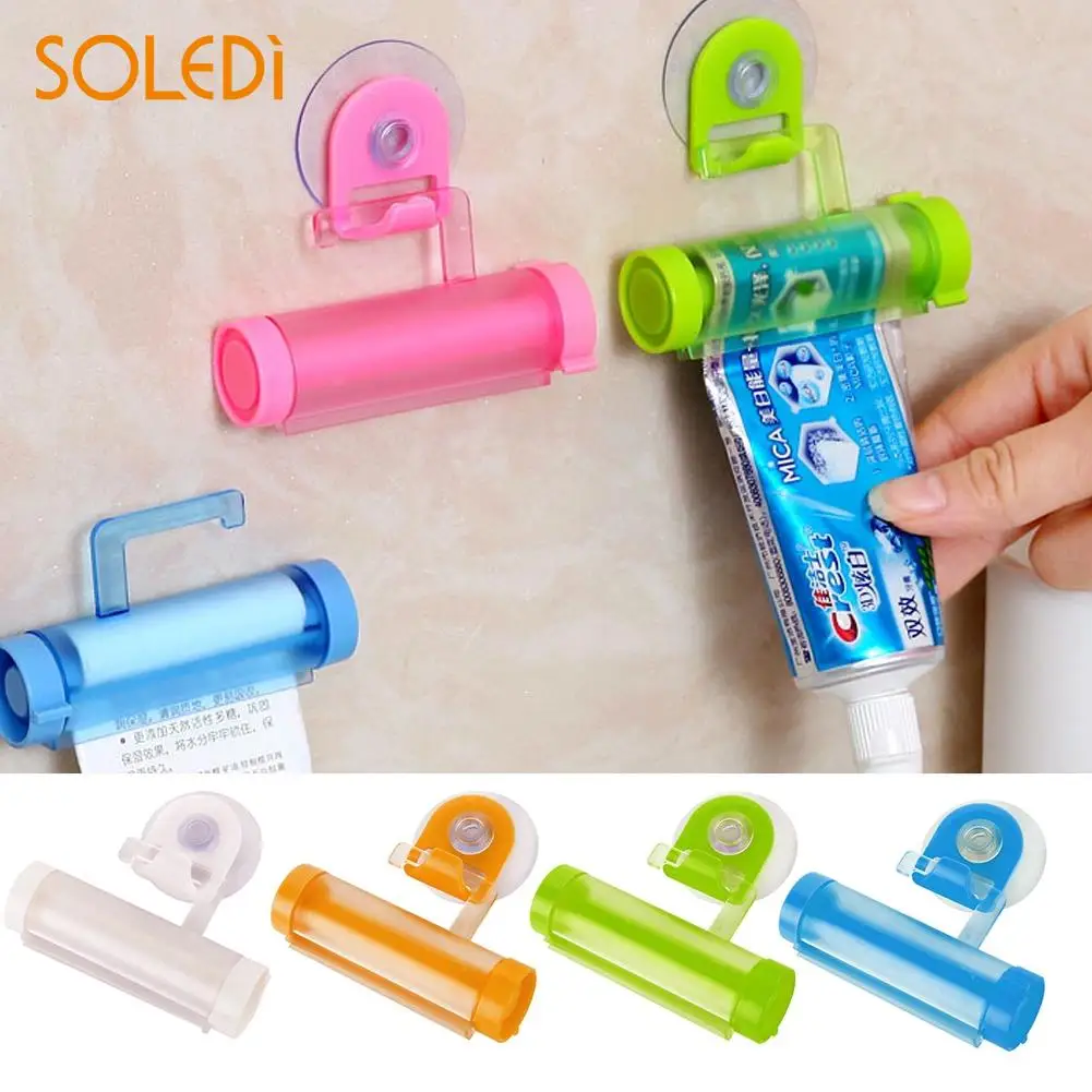 

Plastic Tube Toothpaste Dispenser Rolling Squeezer Hook Holder Hanging Suction Bathroom Home Durable