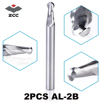 

2pcs/lot ZCC.CT AL-2B R1.0-R6.0 tungsten solid carbide 2 flute ball nose 2.0-12mm cnc milling cutter end mill for aluminum