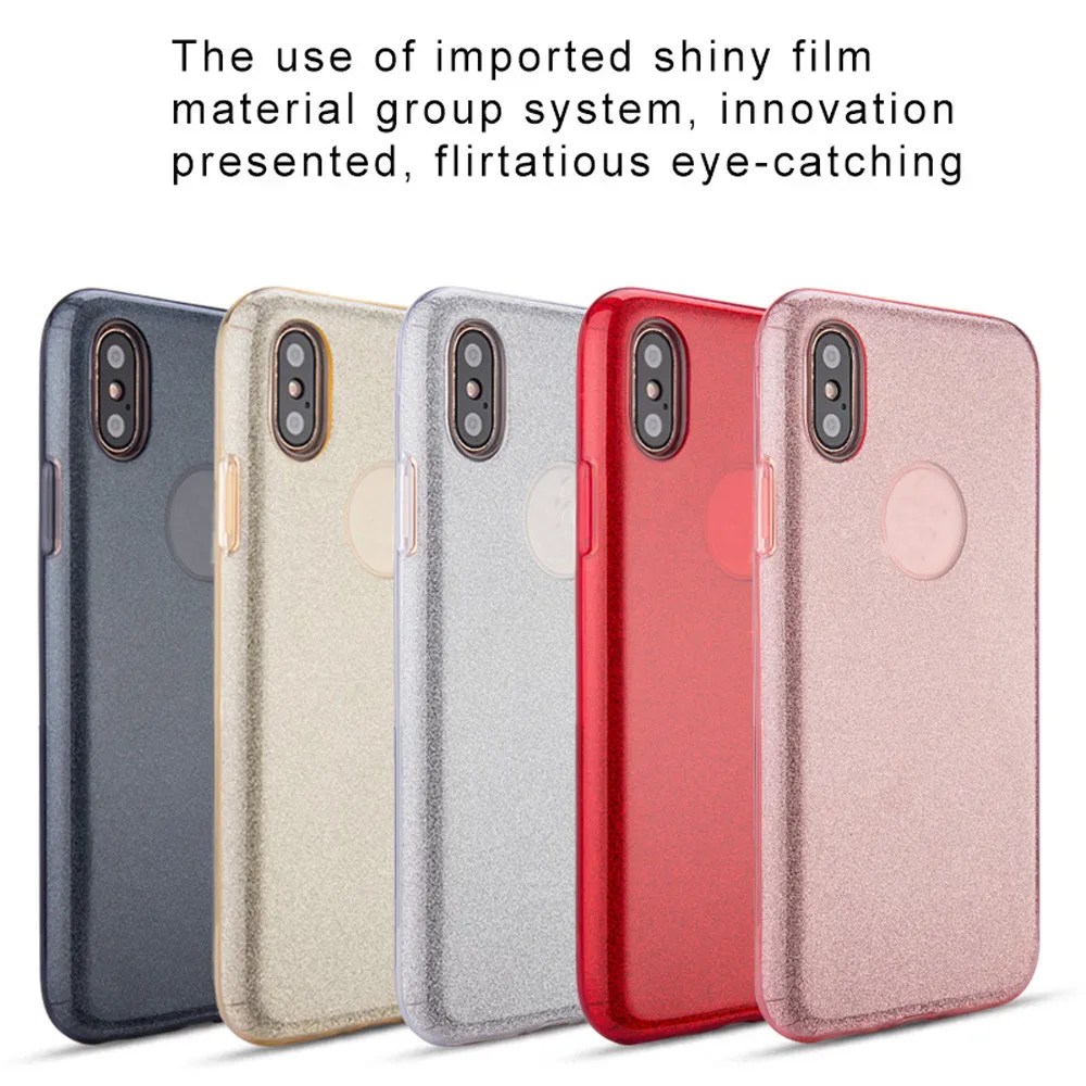 

Protection Back Cover Colourful Shockproof Waterproof Luxury Thin Painted Ultra-Thin Glitter TPU+PC Case Cover For iPhoneX