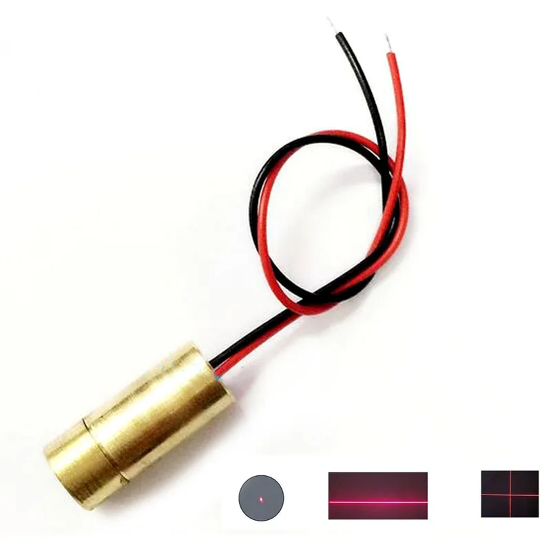 

1PCS DIY Copper DC 3V 5V 5mW 650NM 9mm Diameter 650nm Red Dot/Red Line/Red Cross Point Laser Head Module Adjustable Lazer
