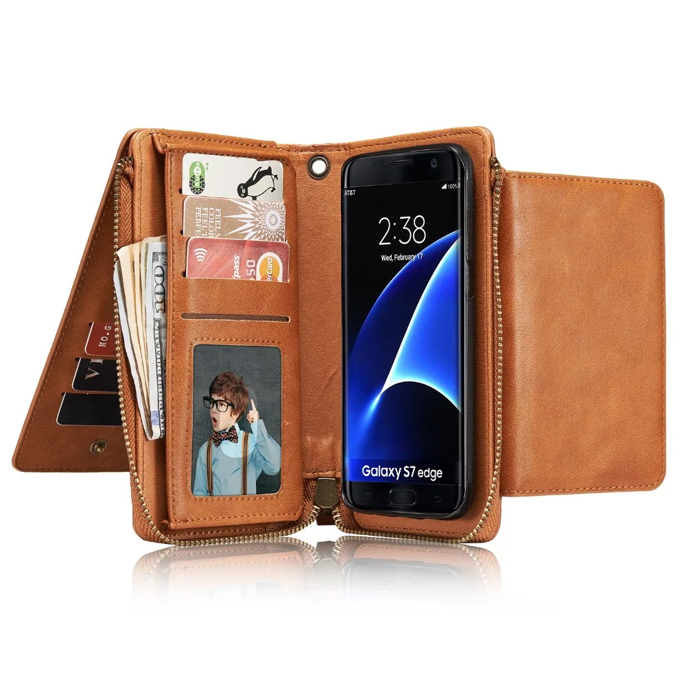 Men/Women S7edge pu Leather Phone wallet bag cover case For sumsung s5