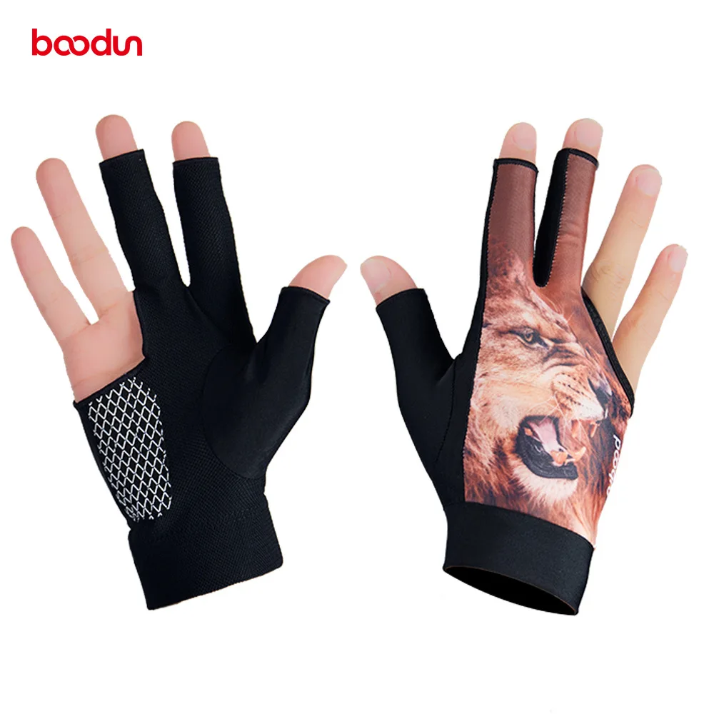 BOODUN профессиональные мужские бильярдные перчатки, перчатки с 3 пальцами, Нескользящие Snookers перчатки, бильярдные перчатки, 1 шт - Цвет: Brown L