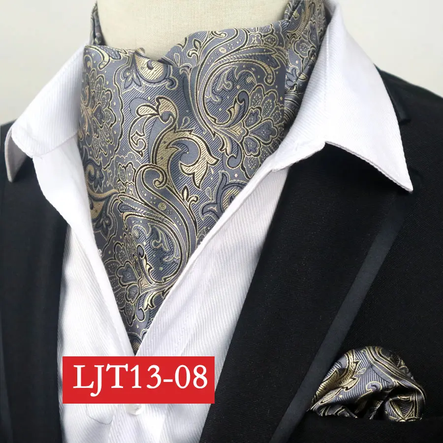 YISHLINE мужской роскошный Шелковый Аскот галстук набор мужской галстук и платок Набор Цветочный Пейсли в горошек Карманный квадратный набор для свадебной вечеринки