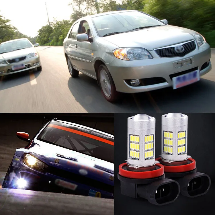 

2pcs 72 SMD Daytime Running Light Bulbs LED Fog Lamp For Toyota Vios 2003-2007