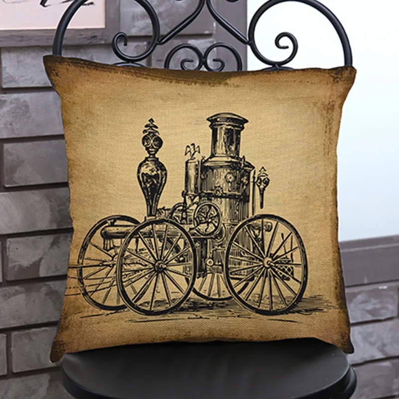Best Vintage Car Camera Telephone Style Cushion Throw Pillows Europe Classic Retro Cotton Linen Home Decoration Sofa Chair Pillowcase