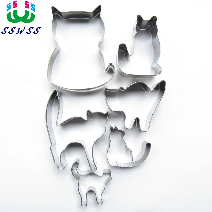 

Six Lively Cats Shape Cake Cookie Biscuit Baking Molds,Animal Cake Decorating Fondant Cutters Tools,Direct Selling