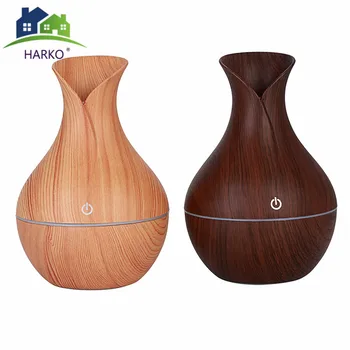 

Essential humidifier aroma oil diffuser Wood Grain ultrasonic wood air humidifier USB cool mini mist maker LED lights for home