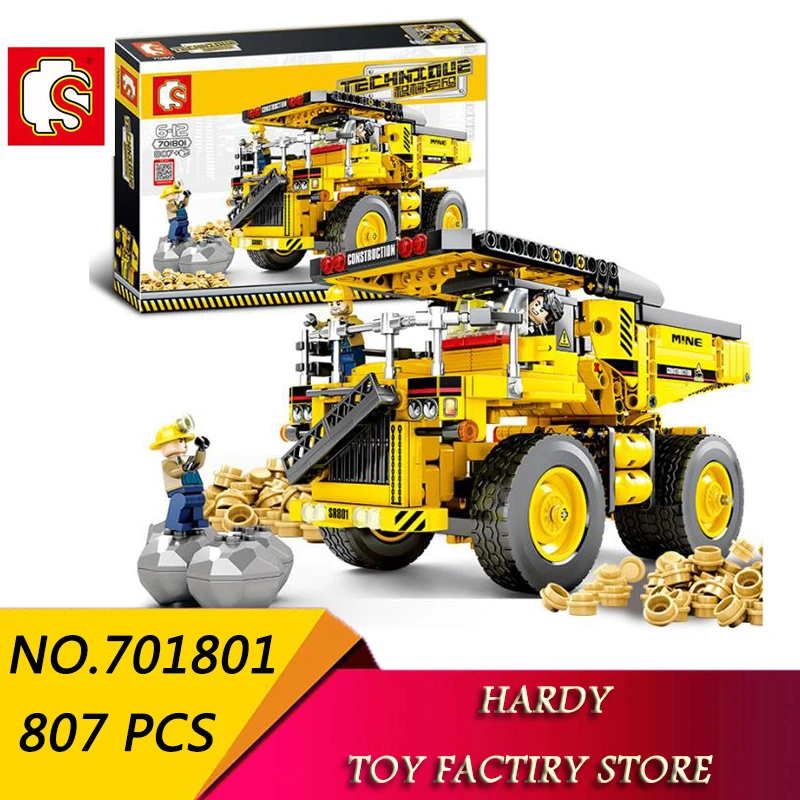 

Senbao 701801 807 PCS Technology Series Mine Transport Vehicle Children Assemble Particle Toy Building Blocks