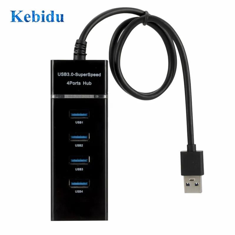 KEBIDU 4 порта Высокоскоростной концентратор USB 3,0 концентратор разветвитель адаптер расширения для ПК компьютер Ноутбук Периферийные устройства Аксессуары