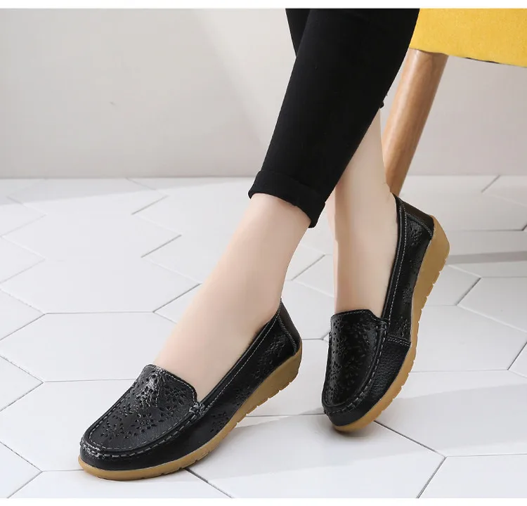  AH 5888-Fashion Fretwork Women Flats Cut Outs Genuine Leather Woman Lafers Summer10