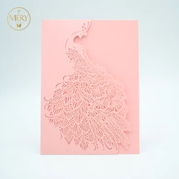 

Graceful new products ideal 2018 laser cut beige pearl elegent wedding invitation card pocket