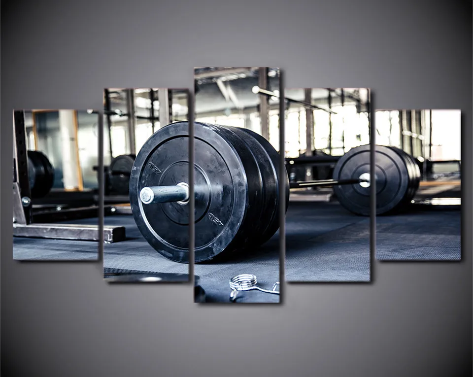 5Piece Canvas Picture Weightlifting Sports Painting Gym Fitness Prints