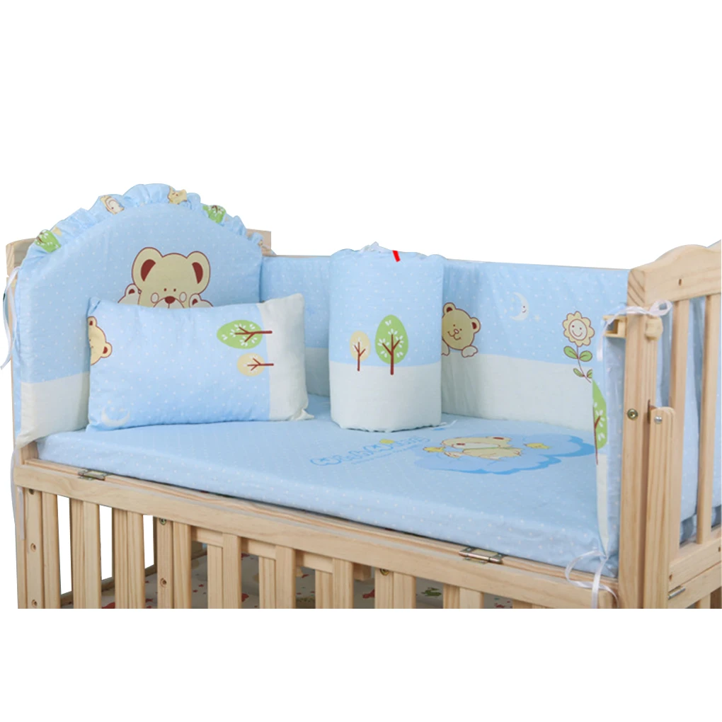 5Pcs/Set Baby Bed Bumper Infant Bed Cot Bumper Bed Protector Breathable Baby Crib Protector Cushion Toddler Nursery Bedding
