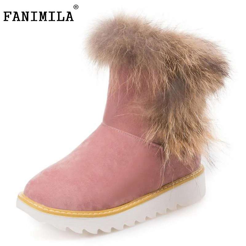 

Women Fashion Ankle Boots New Woman Thicked Fur Warm Winter Snow Boot Round Toe High Quality Footwear Flat Shoes Woman Size34-43