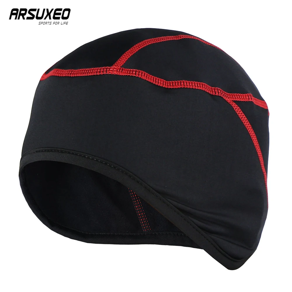 

ARSUXEO Winter Fleece Cycling Caps Outdoor Sports MTB Bike Hats Snow Warm Hats Helmet Liner For Man & Woman Windproof PT01