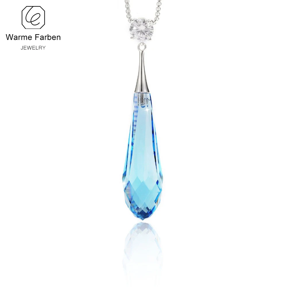 

WARME FARBEN Crystal From Swarovski Women Pendant Necklace Fine Jewelry Water drop Necklace Collares for Korea Lady Party Gifts