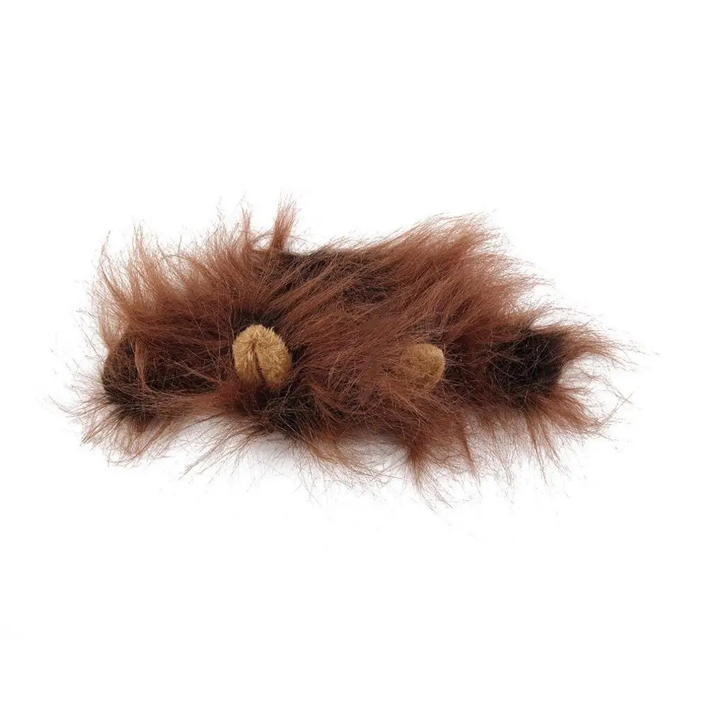Кошка Собака эмуляция Лев волосы грива уши шапка осень зима наряжаться в костюм глушитель шарф - Цвет: dark brown