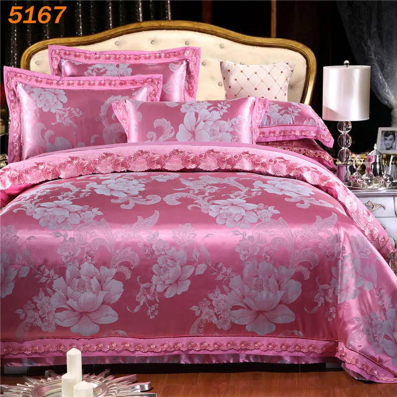 Buy Crimson silk bed set red pink bedspread stain silk