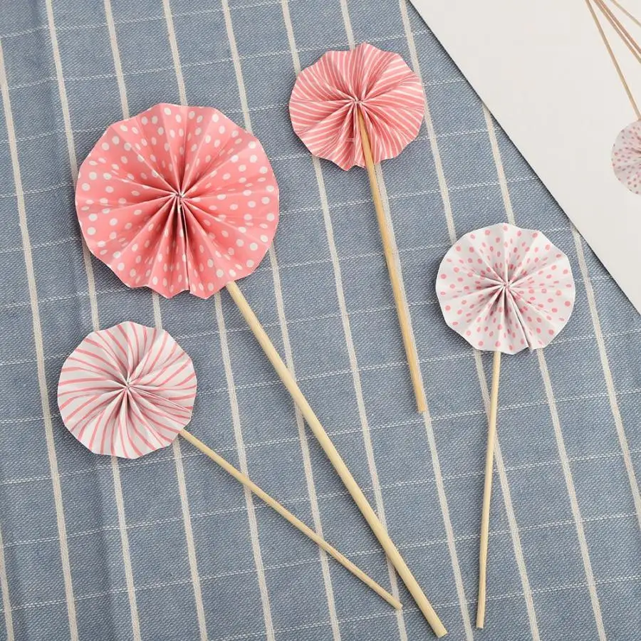 

Holiday DIY Decorations Wedding Decoration 4Pcs/ Cupcake Paper Fan Birthday Party Cake Decoration Supplies Cheapsale