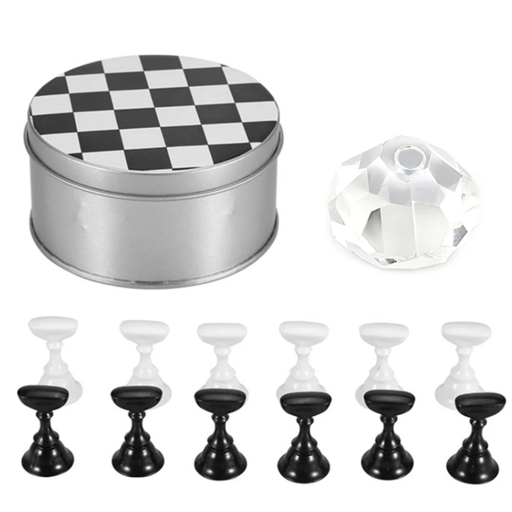 

False Nail Holder Nail Art Holder Set Acrylic Crystal Magnetic Chess Board Fake Nails Tips Gel Polish Display Manicure Tool