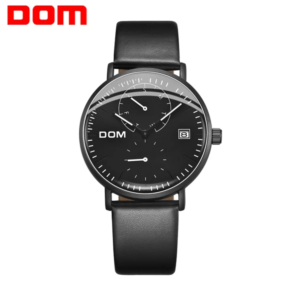

DOM Mens Watches Top Brand Luxury Waterproof 24 hour Date Quartz Clock Male Leather Sport Wrist Watch Relogio Masculino M-435