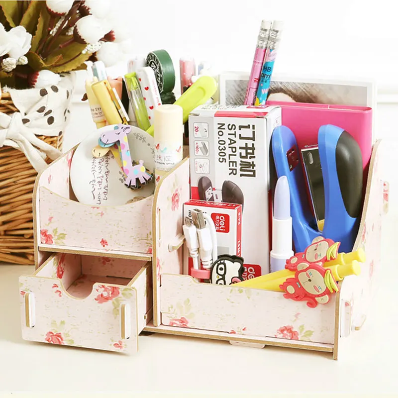 

LASPERAL Handmade Wooden Storage Box For Jewelry Makeup Container Box Case DIY Cosmetic Organizer For Office 1PC