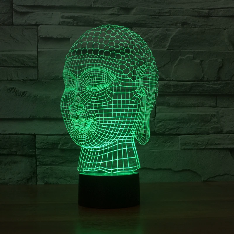 7 меняющихся цветов 3d иллюзия ночник с Буддой|night light|3d illusion night light3d |