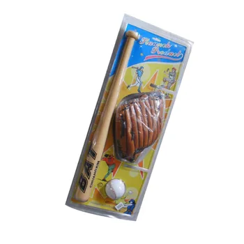 

WholeSale 40sets/lot Children Practice Baseball Set Wooden Bat Glove Ball Softball Sport For Kid Training Baseball Equipment