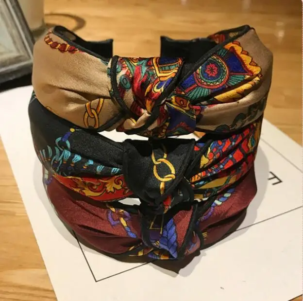 ethnic style cross knotted women headband Bohemia wide hair accessories