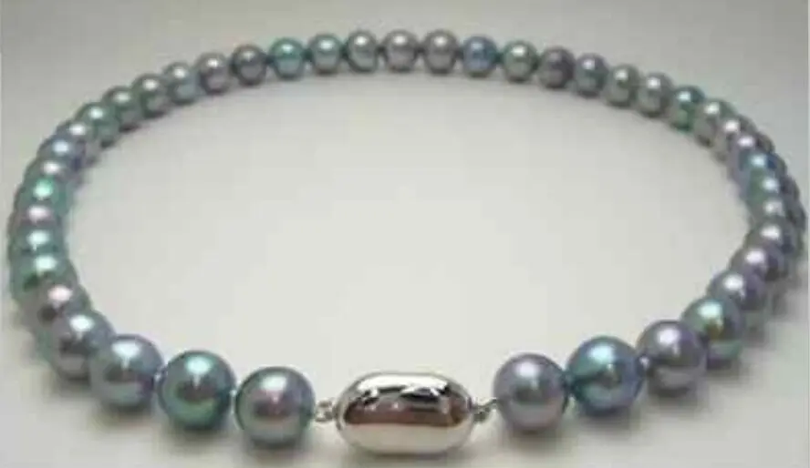

amazing 9-10mm natural south seas gray pearl necklace 18inch
